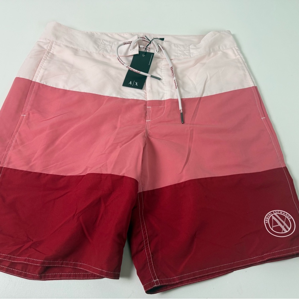 Armani Exchange AX Tri-Color Colorblocked Swim Trunks Shorts w Mesh Brief NWT